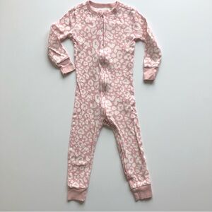 Old Navy Unisex 2-Way-Zip Pink Leopard Pajama One-Piece Toddler Baby 3T